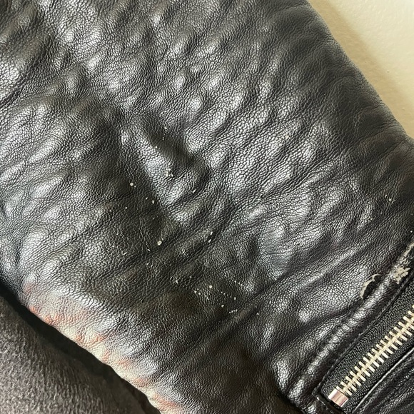 Vigoss Women’s Gray & Black Faux Leather And Wool Bomber Moto Jacket Size Large - Picture 9 of 11